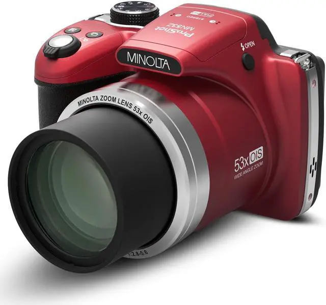 Alt view image 3 of 9 - Minolta MN53Z-R 16.0-Megapixel 53x Zoom Bridge Camera (Red)