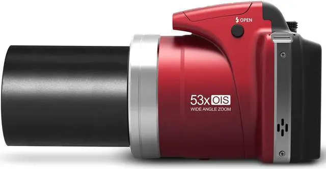 Alt view image 4 of 9 - Minolta MN53Z-R 16.0-Megapixel 53x Zoom Bridge Camera (Red)
