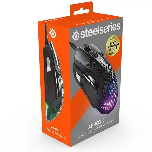 Alt view image 7 of 13 - SteelSeries Aerox 5 Lightweight 1800CPI Wired RGB Gaming Mouse