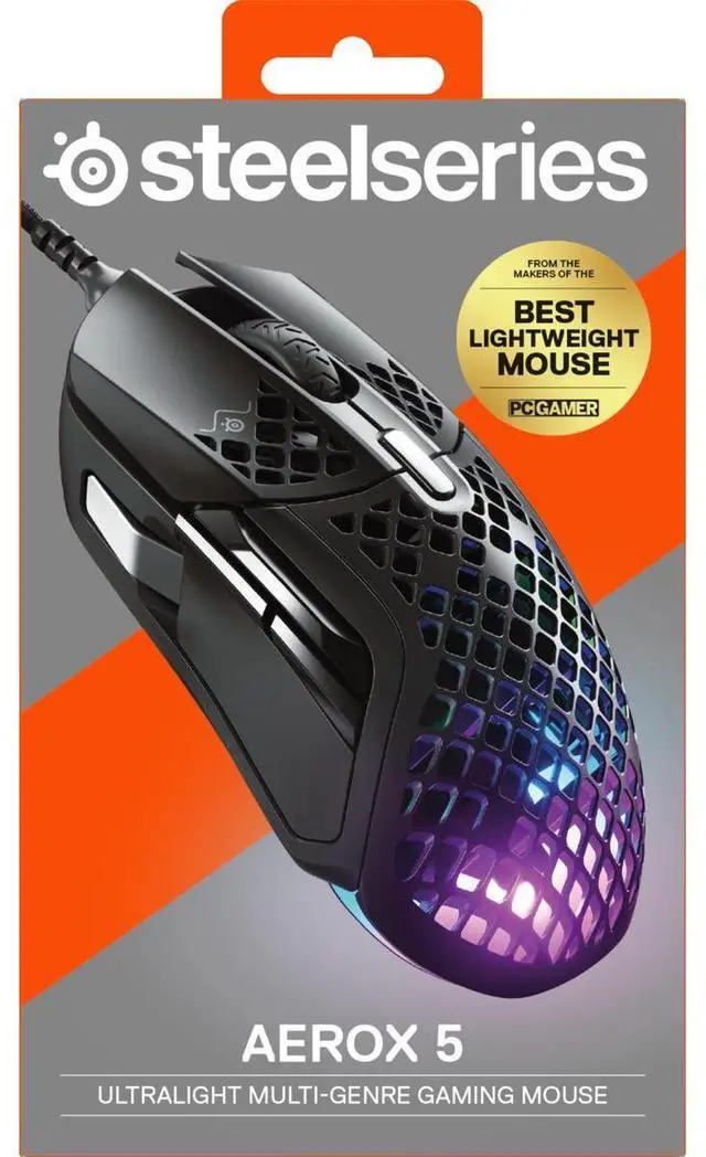 Alt view image 15 of 17 - SteelSeries Aerox 5 Lightweight 1800CPI Wired RGB Gaming Mouse