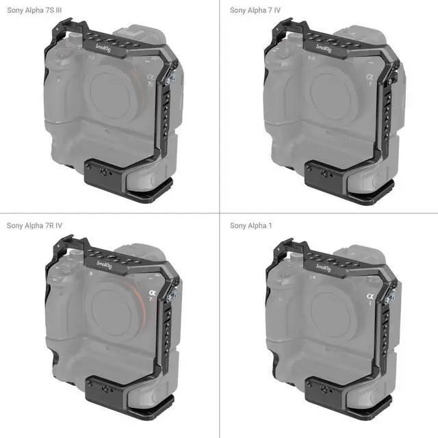 Alt view image 5 of 7 - SmallRig 3594 Full Camera Cage for Sony Alpha 7S III/Alpha 7 IV/Alpha 7R IV/Alpha 1 with VG-C4EM Battery Grip