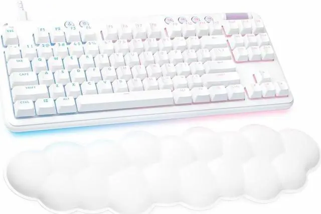 Alt view image 9 of 17 - Logitech G713 Wired Mechanical Gaming Keyboard with LIGHTSYNC RGB Lighting, Tactile Switches (GX Brown), and Keyboard Palm Rest, PC and Mac Compatible - White Mist