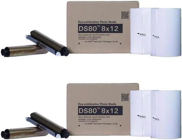 Main image of DNP 2x DS80 8x12" Dyesub Printer Media Kit, 220 Glossy Prints #DS808X12 2