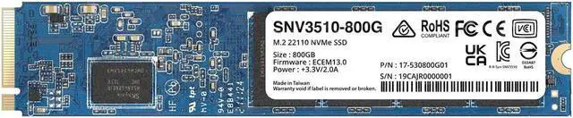 Alt view image 5 of 8 - Synology SNV3410 M.2 2280 800GB PCI-Express 3.0 x4 Internal Solid State Drive (SSD) SNV3410-800G