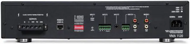 Alt view image 2 of 4 - JBL VMA1120 Commercial/Restaurant 120W 70v Bluetooth Mixer/Amplifier, 5 Inputs