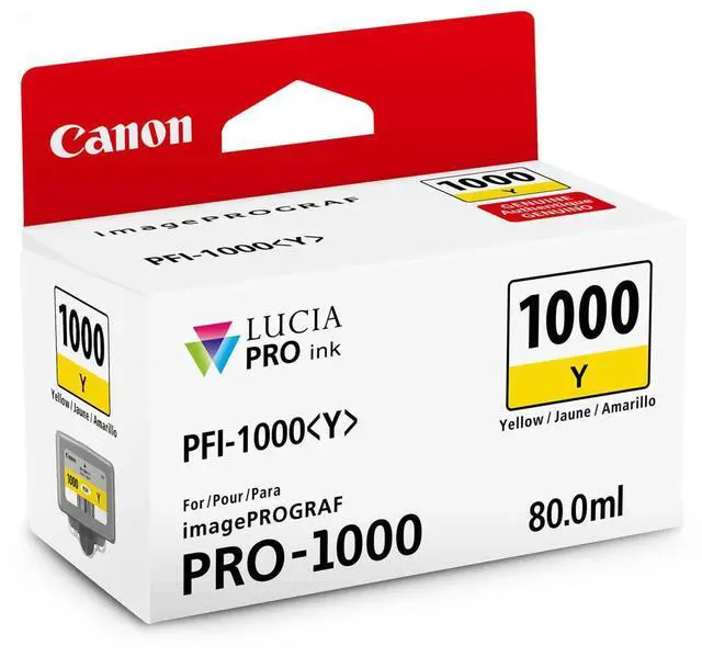 Alt view image 6 of 8 - Canon PFI-1000 Y LUCIA PRO Yellow Ink Tank (80ml)