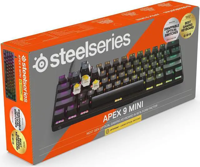 Alt view image 7 of 19 - SteelSeries Apex 9 Mini HotSwap Optical Mini Gaming Keyboard – 60% Compact Design – Optical Switches – RGB Customization – Aluminum Alloy Frame – Double Shot PBT Keycap