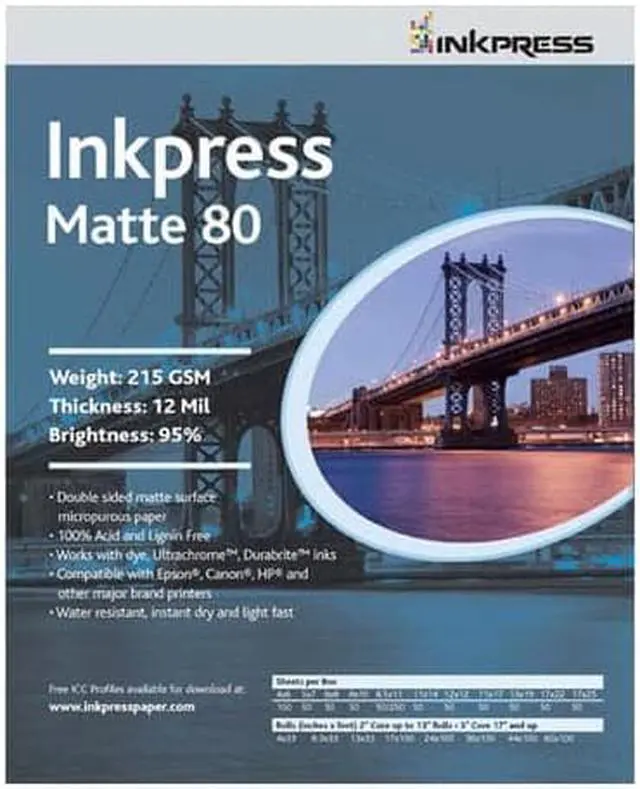 Alt view image 2 of 2 - Inkpress Duo Matte 80 Inkjet Paper (5x7, 50 Sheets)