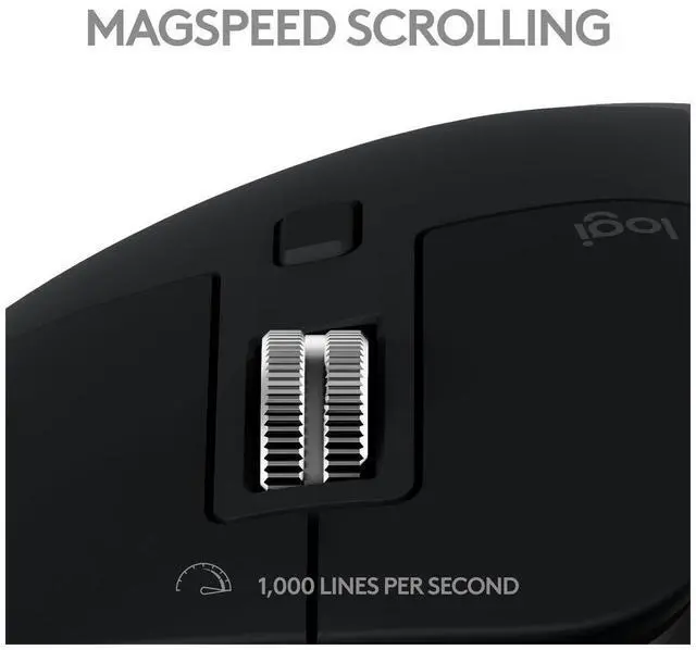 Alt view image 4 of 12 - Logitech MX Master 3S for Mac Wireless Bluetooth Mouse, Ultra-Fast Scrolling, Ergo, 8K DPI, Quiet Clicks, Track on Glass, USB-C, Apple, iPad - Space Grey - With Free Adobe Creative Cloud Subscription