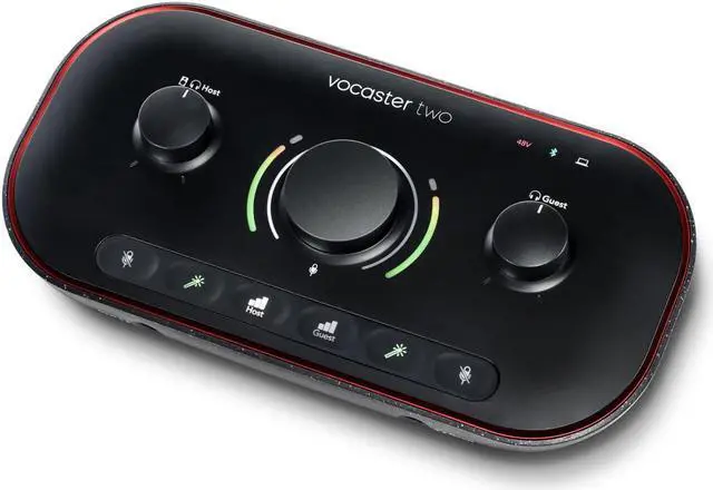 Alt view image 14 of 20 - Focusrite Vocaster Two Studio — Podcasting Interface for Recording Host & Guest, with Professional Quality Vocaster DM14v Dynamic Microphone & HP60v Headphones. Two Mic Inputs & Two Headphone Outputs