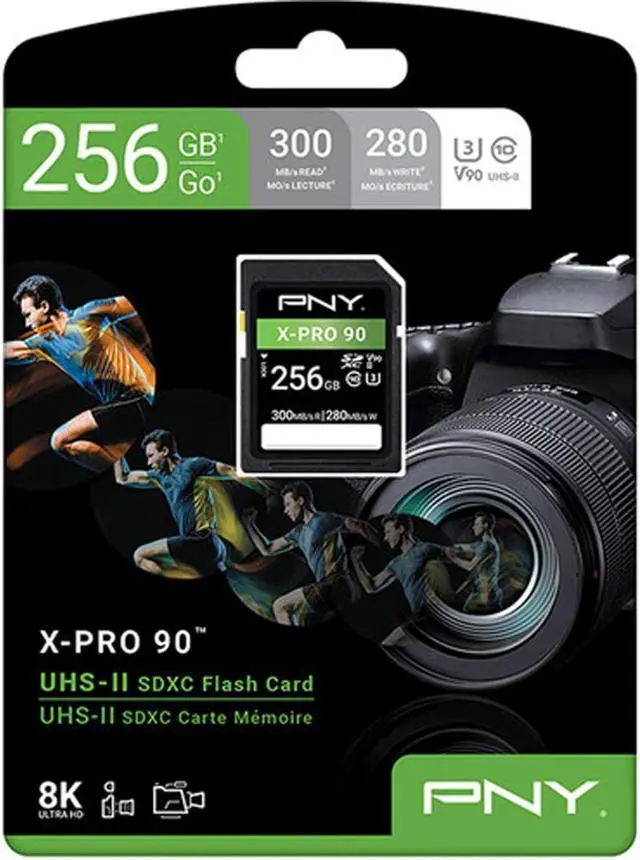 Alt view image 4 of 7 - pny 256gb x-pro 90 class 10 u3 v90 uhs-ii sdxc flash memory card - 300mb/s, class 10, u3, v90, 8k uhd, 4k uhd, full hd, uhs-ii, full size sd