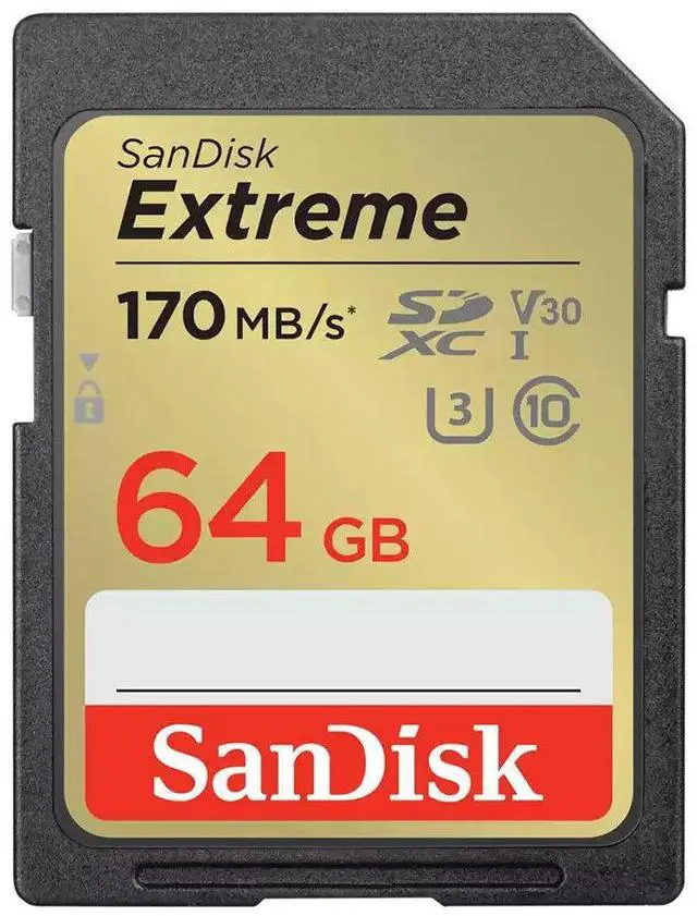 Alt view image 2 of 4 - SanDisk Extreme 64 GB Class 10/UHS-I (U3) V30 SDXC - 170 MB/s Read - 80 MB/s Write - SDSDXV2-064G-ANCIN