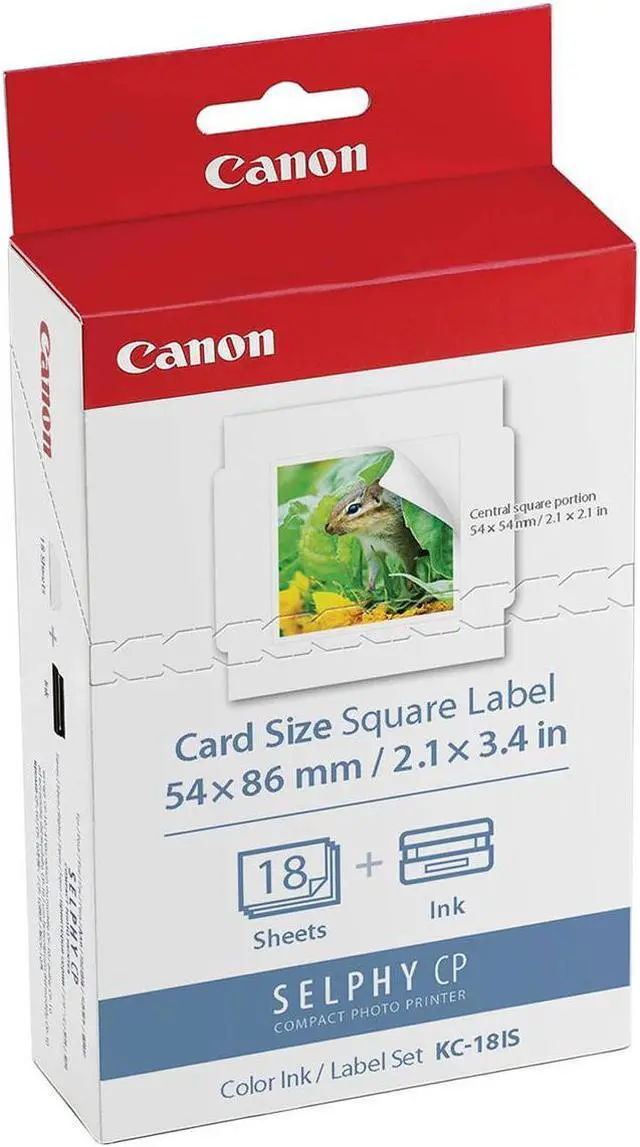 Alt view image 2 of 4 - Canon KC-18IS Square Label Ink & Paper Set for SELPHY CP900/10 Printer, 2-Pack