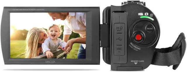 Alt view image 5 of 7 - Minolta MN4K100Z 28MP 4K Ultra HD 3.5" Touchscreen Night Vision Camcorder, Black