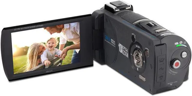Alt view image 3 of 7 - Minolta MN4K100Z 28MP 4K Ultra HD 3.5" Touchscreen Night Vision Camcorder, Black