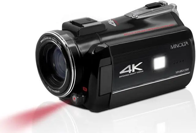 Alt view image 3 of 7 - Minolta MN4K40NV 4K Ultra HD 30MP 3" Touchscreen Night Vision Camcorder with LED Light, Black