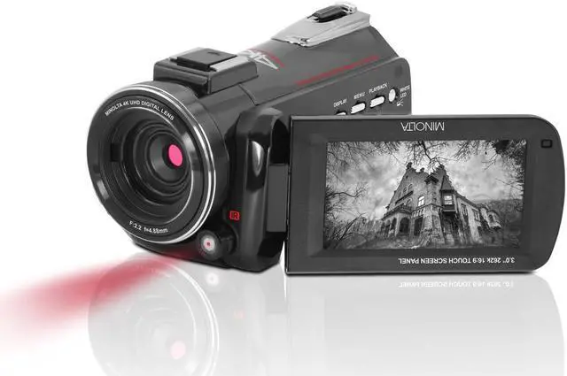 Alt view image 4 of 7 - Minolta MN4K40NV 4K Ultra HD 30MP 3" Touchscreen Night Vision Camcorder with LED Light, Black