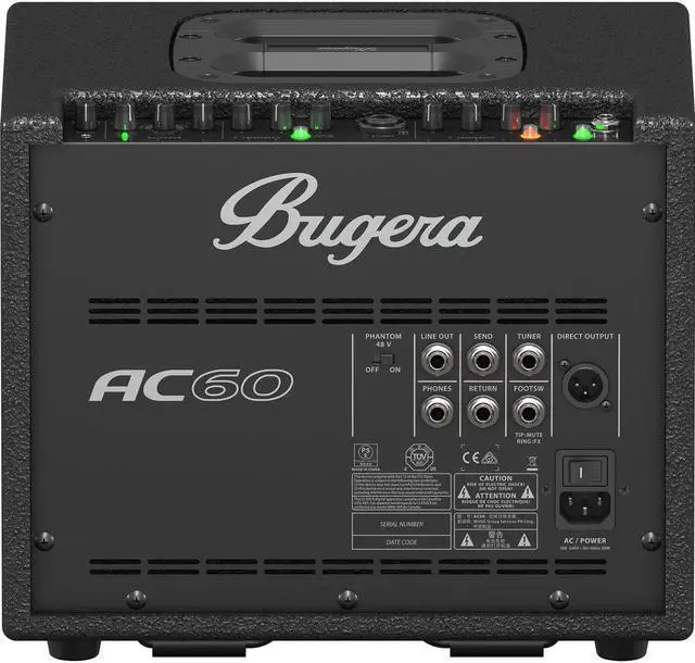 Alt view image 6 of 6 - Bugera 60W 2-Channel Portable Acoustic Instrument Amplifier with Original Turbosound Speaker and Klark Teknik FX Processor