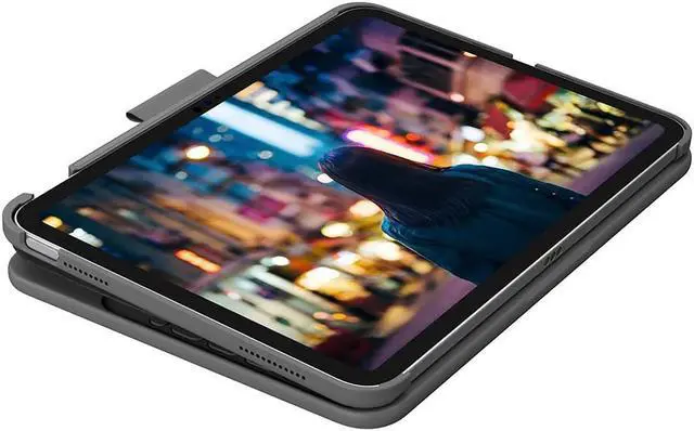 Alt view image 4 of 14 - Logitech Slim Folio Protective Bluetooth Keyboard Case for Apple iPad 10.9" 10th Gen, Oxford Gray