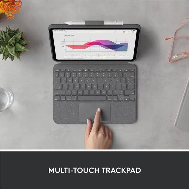 Alt view image 13 of 20 - Logitech Combo Touch Detachable 10th Gen iPad Keyboard Case Oxford Gray