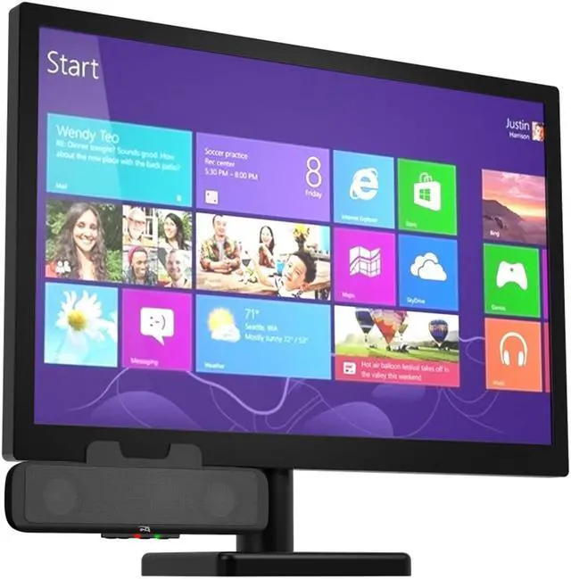 Alt view image 10 of 18 - Cyber Acoustics Compact USB Speaker Bar with Integrated Monitor Mount (CA-2890)