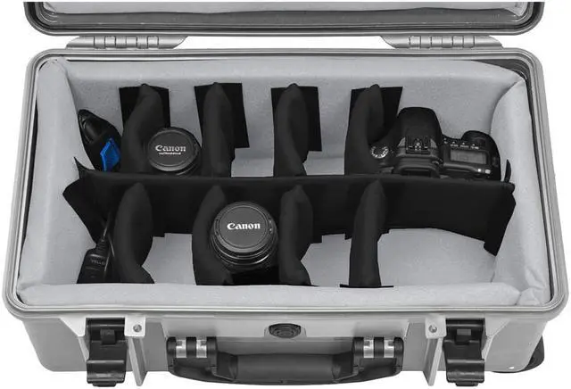Alt view image 2 of 7 - Porta Brace PB-2550DSLRP Wheeled Hard Case w/Premium Divider Kit,Silver Platinum