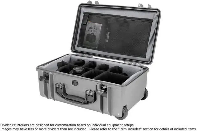 Alt view image 3 of 7 - Porta Brace PB-2550DSLRP Wheeled Hard Case w/Premium Divider Kit,Silver Platinum