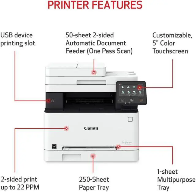 Alt view image 3 of 14 - Canon imageCLASS MF656Cdw Wireless Laser Multifunction Printer Color White