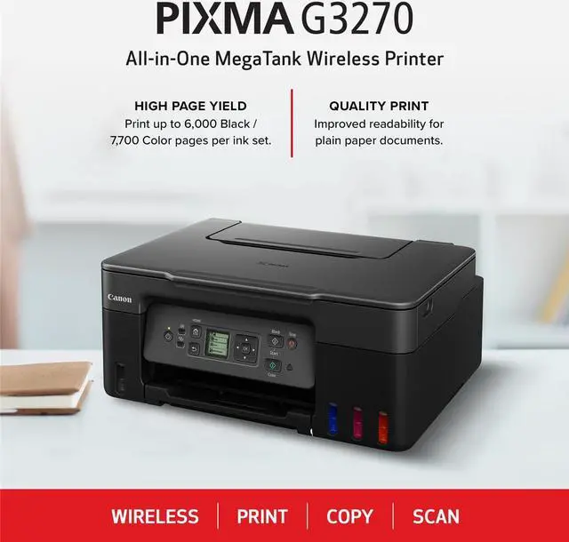 Alt view image 4 of 20 - Canon PIXMA G3270 MegaTank All-in-One Wireless Inkjet Color Printer (Black) 5805C002