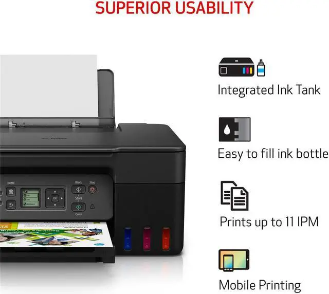 Alt view image 8 of 20 - Canon PIXMA G3270 MegaTank All-in-One Wireless Inkjet Color Printer (Black) 5805C002