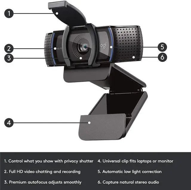 Alt view image 10 of 11 - Logitech C930s Webcam 60 fps USB Type A 960001403