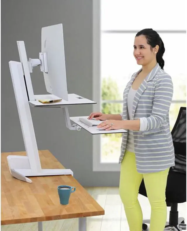 Alt view image 15 of 18 - Ergotron - 33-350-211 - WorkFit-S Sit-Stand Workstation w/Worksurface+, LCD LD Monitor, White