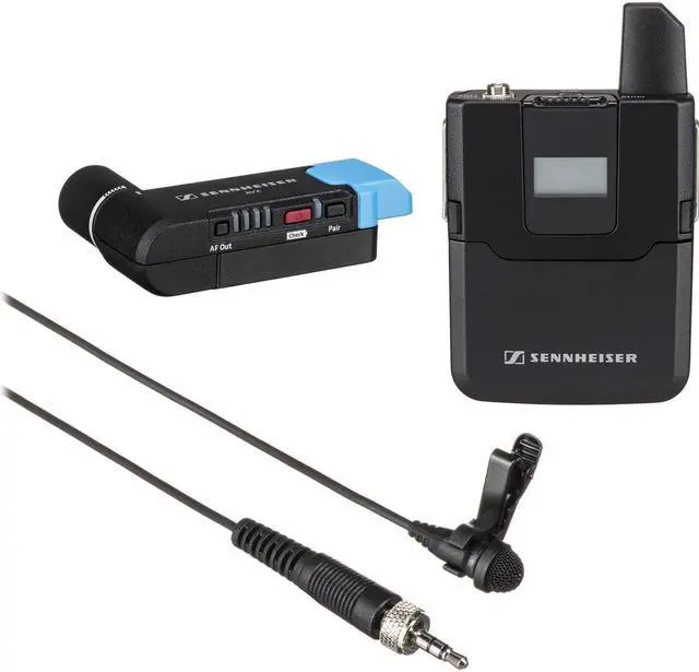 Alt view image 2 of 5 - Sennheiser AVX-MKE2 Camera Mountable Lavalier Pro Wireless Set, Includes Bodypack Transmitter, Plug-On Receiver, MKE 2 Lavalier Microphone, 1880-1930MHz - With Sennheiser MKE 600 Shotgun Microphone