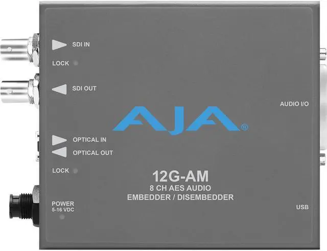 Alt view image 2 of 2 - AJA 12G-AM 12G-SDI 8-Channel AES Audio Embedder/Disembedder Mini-Converter with Fiber Options