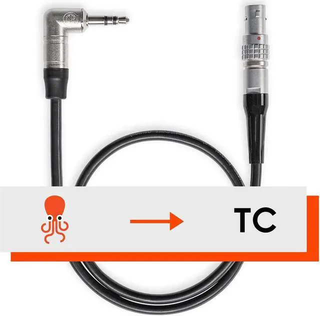 Alt view image 2 of 3 - Tentacle Sync 16" R/A Neutrik 3.5mm Mini-TRS Jack to 9-Pin LEMO Adapter Cable