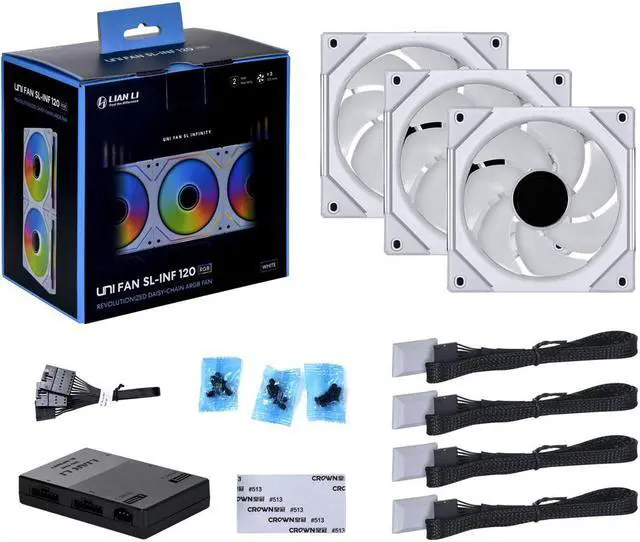 Alt view image 11 of 10 - LIAN LI UNI FAN SL INFINITY 120 RGB WHITE  3 PCS PACK ---UF-SLIN120-3W  ( L Connect 3.0 Controller included)