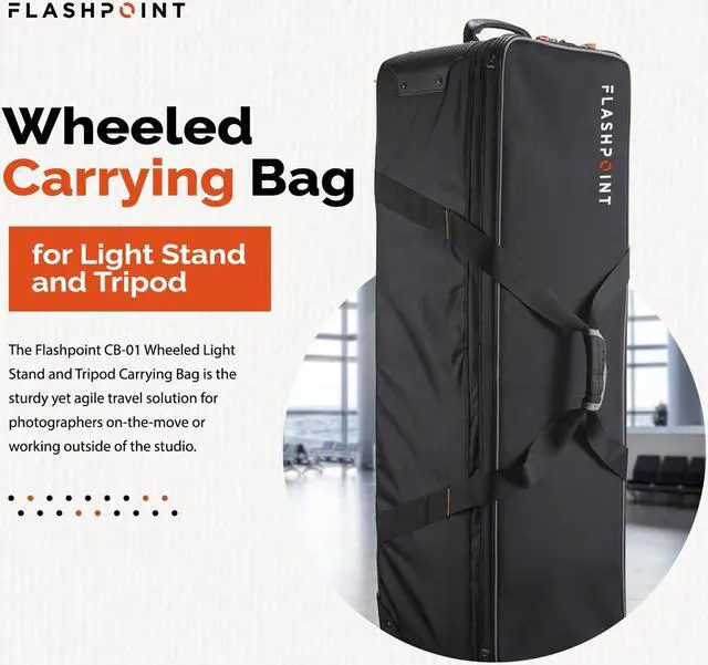 Alt view image 2 of 7 - Flashpoint CB-01 44.9" Wheeled Carrying Bag for Light Stand and Tripod, Black