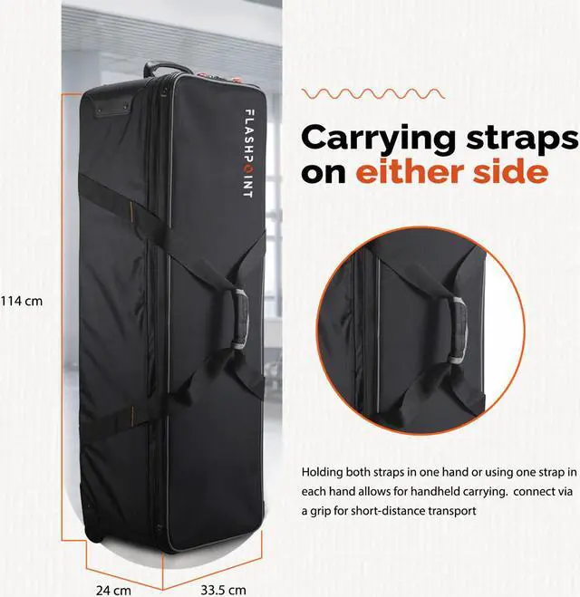 Alt view image 4 of 7 - Flashpoint CB-01 44.9" Wheeled Carrying Bag for Light Stand and Tripod, Black