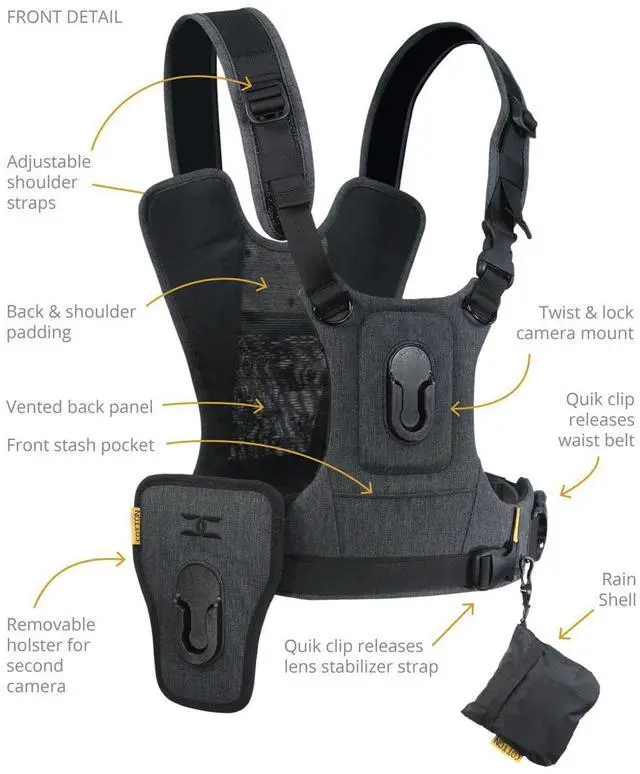 Alt view image 5 of 7 - Cotton Carrier G3 Harness System for Binoculars and Camera, Charcoal Grey