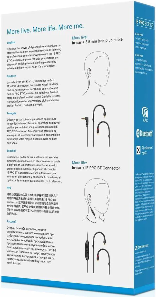 Alt view image 7 of 10 - Sennheiser IE 100 PRO Wireless In-Ear Headphones (Clear)