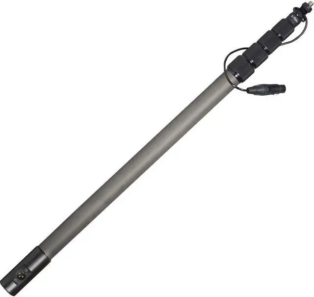 Main image of K-Tek 36.8" to 12'.6" 5-Section Carbon Fiber Boom Pole with Coiled Cable, Switchcraft Male XLR, Side Exit
