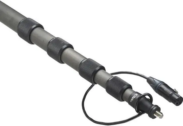 Alt view image 2 of 6 - K-Tek 36.8" to 12'.6" 5-Section Carbon Fiber Boom Pole with Coiled Cable, Switchcraft Male XLR, Side Exit
