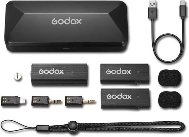 Alt view image 3 of 7 - Godox MoveLink Mini 2.4GHz Lightning Wireless Microphone Kit 2, Classic Black