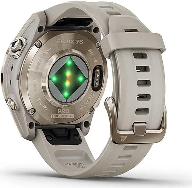 Alt view image 5 of 10 - Garmin fnix 7S Pro Sapphire Solar, Multisport GPS Smartwatch, Built-in Flashlight, Solar Charging Capability, Sand