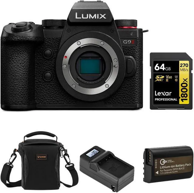 Main image of Panasonic Lumix G9 II Mirrorless Camera w/64GB Memory Card, Battery, Charger,Bag