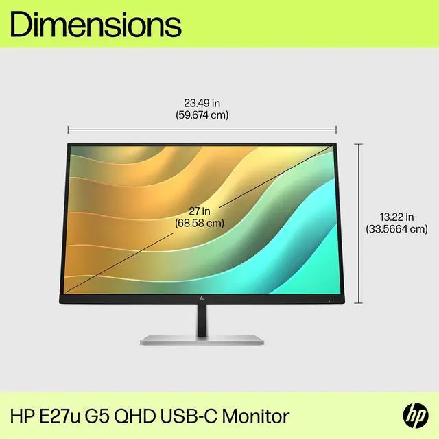 Alt view image 11 of 13 - HP E27u G5 QHD USB-C Monitor 27" QHD (2560 x 1440) 50-75 Hz