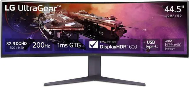 Main image of LG 45GR75DCB 45-inch Ultragear Curved Gaming Monitor, 3-Way Adjustable Stand