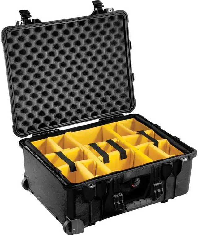 Main image of Pelican - 015600-0040-110 - 1564 Hard Case Black Dividers Wheels 20.37x15.43x9