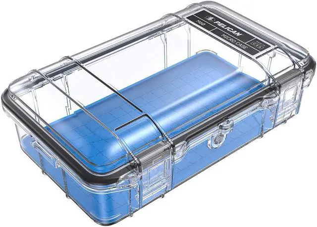 Main image of Pelican M60 Waterproof Hard Micro Case, Large, Clear/Blue #M600-0260-100