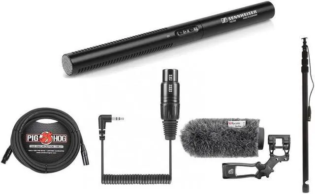 Sennheiser MKE 600 Shotgun Microphone with Boompole and Wind
